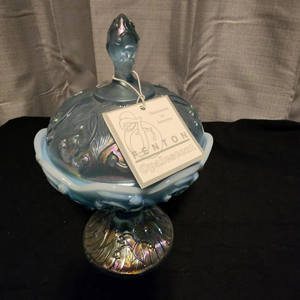 Fenton Blue Opalescent Glass Art Piece - Picture 1 of 2